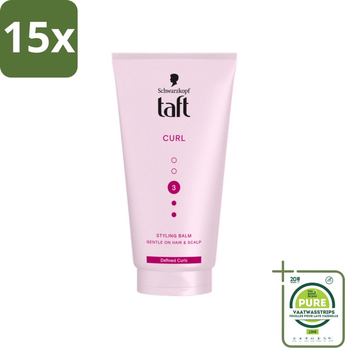 15 x Taft - Styling Balm Curl - Hold 3 - Gedefinieerde krullen - 150 ml - Grootverpakking - Krullen Styling - Krullen Balm - Krullen Definieren - Krullen Fixeren - Anti-pluis