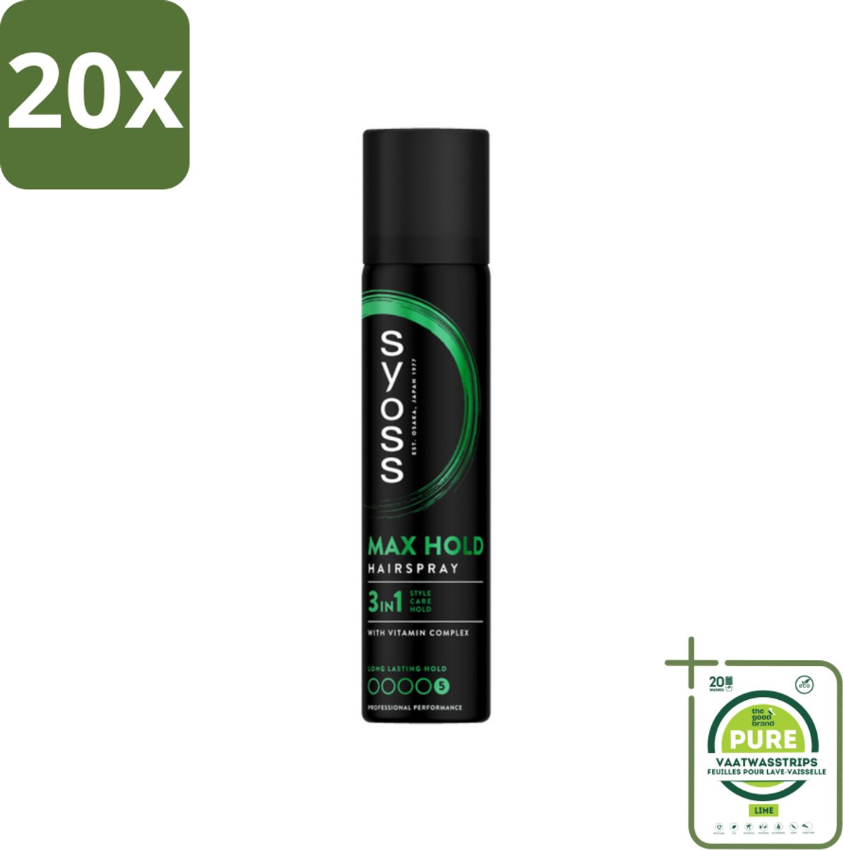 20 x Syoss - Max Hold - Haarspray - Compacte Fixatie - 75 ml - Grootverpakking - Haarspray - Fixatie - Styling - Syoss - Max Hold
