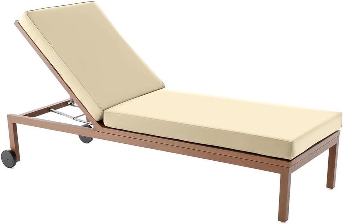 Loungestoelkussen - Tuinkussen Terraskussen - Buiten Ontspannen - Waterdicht UV-bestendig - 188x58x10 cm - Ivoor