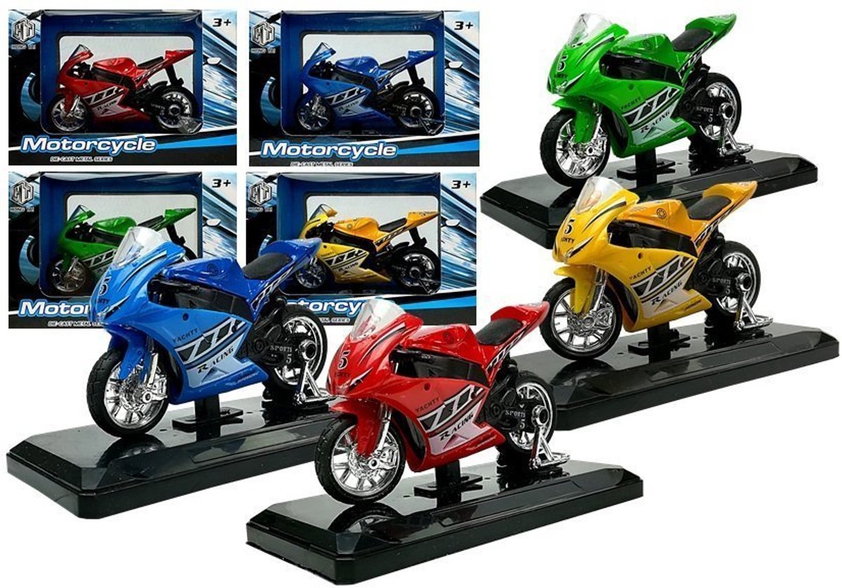 Sportmotorfiets met geluiden 1:18 4 kleuren - UNI