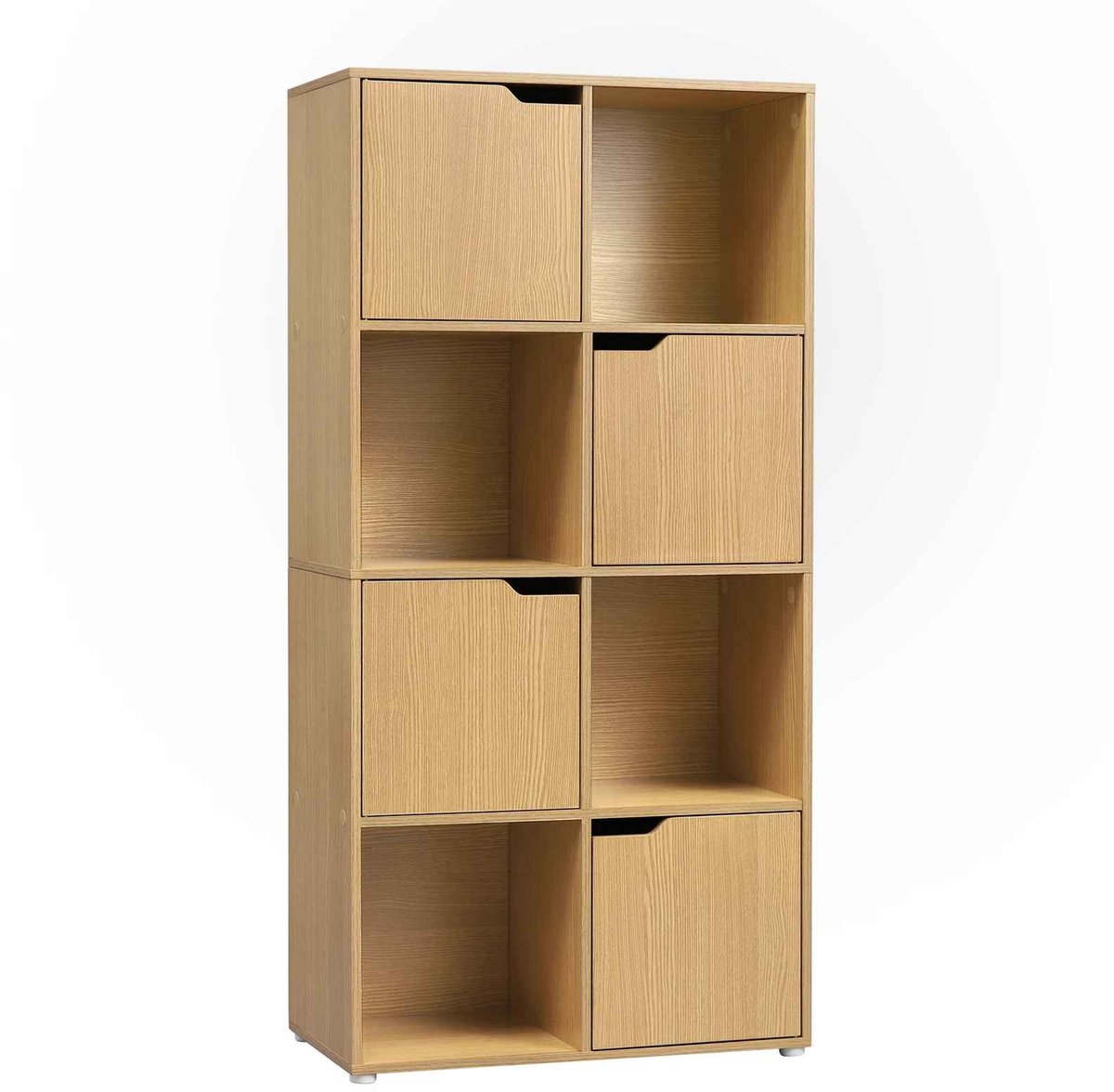 C. , R. E. CORE Boekenkast - Vrijstaande Boekenkast met 4 Deuren en 8 Opbergvakken - Cube Opbergkast - Multifunctionele Opbergkast - 60x30x120.5cm - Houtkleurig Houtkleurig Bruin