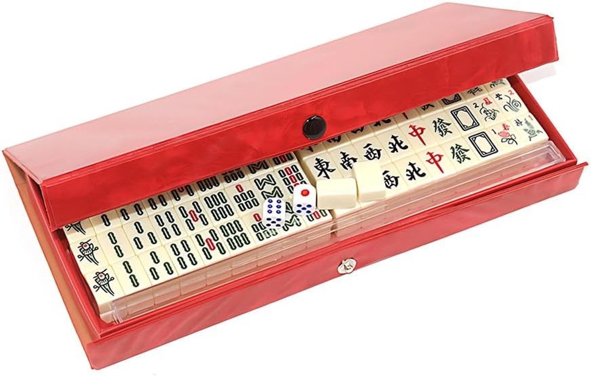 144 Stuks Mahjongstenen Spel voor Gezinnen en Reizen, Duurzaam en Vermaak voor Tafelspellen, Inclusief 8 Bloemenkaarten
