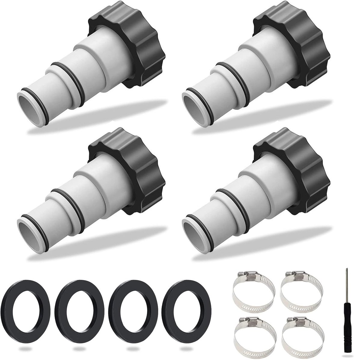 SnelShoppen - 4-delige zwembadadapter set, adapter voor Intex zwembad, waterdichte bevestigingen, hoogwaardig materiaal, ideaal voor tuin en zomerplez