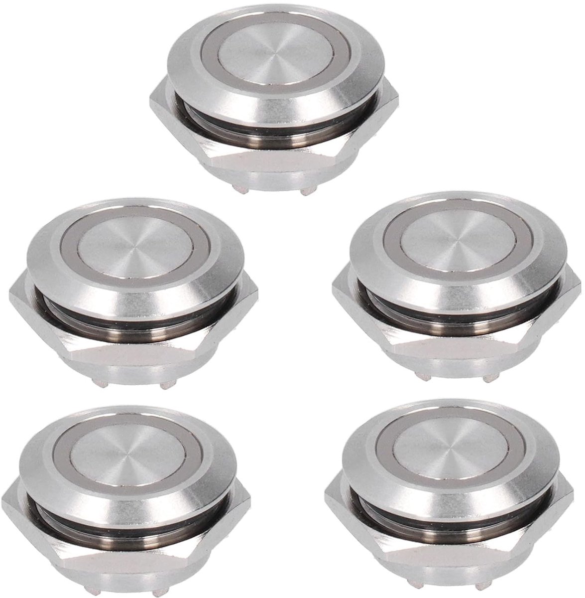 SnelShoppen - 5-delige Metalen Momentaan Drukknop Schakelaar met LED, Mini Automatische Reset Ultrathin Waterdichte Schakelaar 19mm (DC12~24V Blauw)