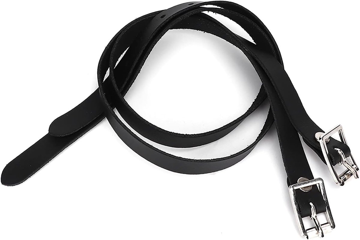 SnelShoppen - Horse Scaffolding Belt 50 cm Leren Band met PU Oppervlak en RVS Gesp voor Spurs Paard accessoires voor Volwassenen Zwart