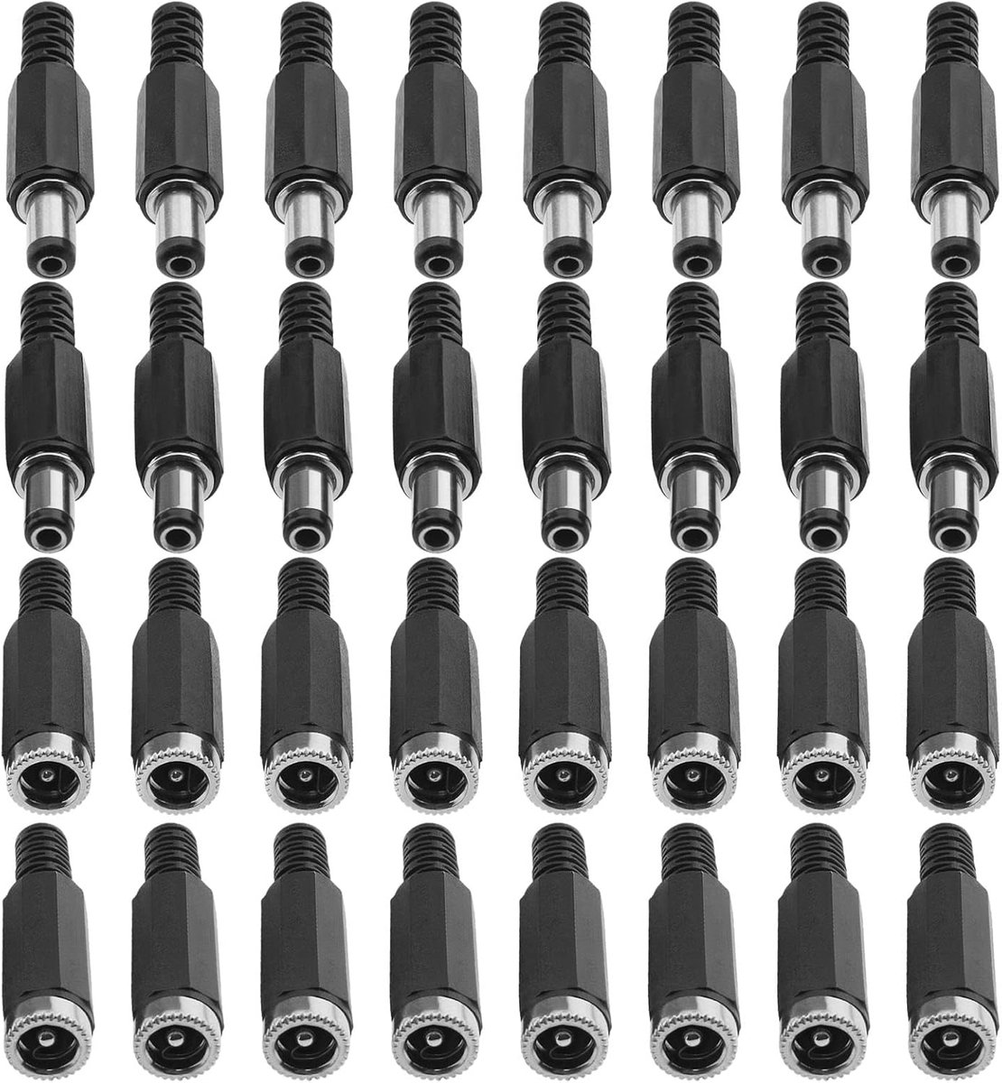 DC Power Jack Connector Set 32pcs - 5.5x2.1mm & 5.5x2.5mm - Solder Plug - Betrouwbare verbinding voor CCTV - ShopVlot