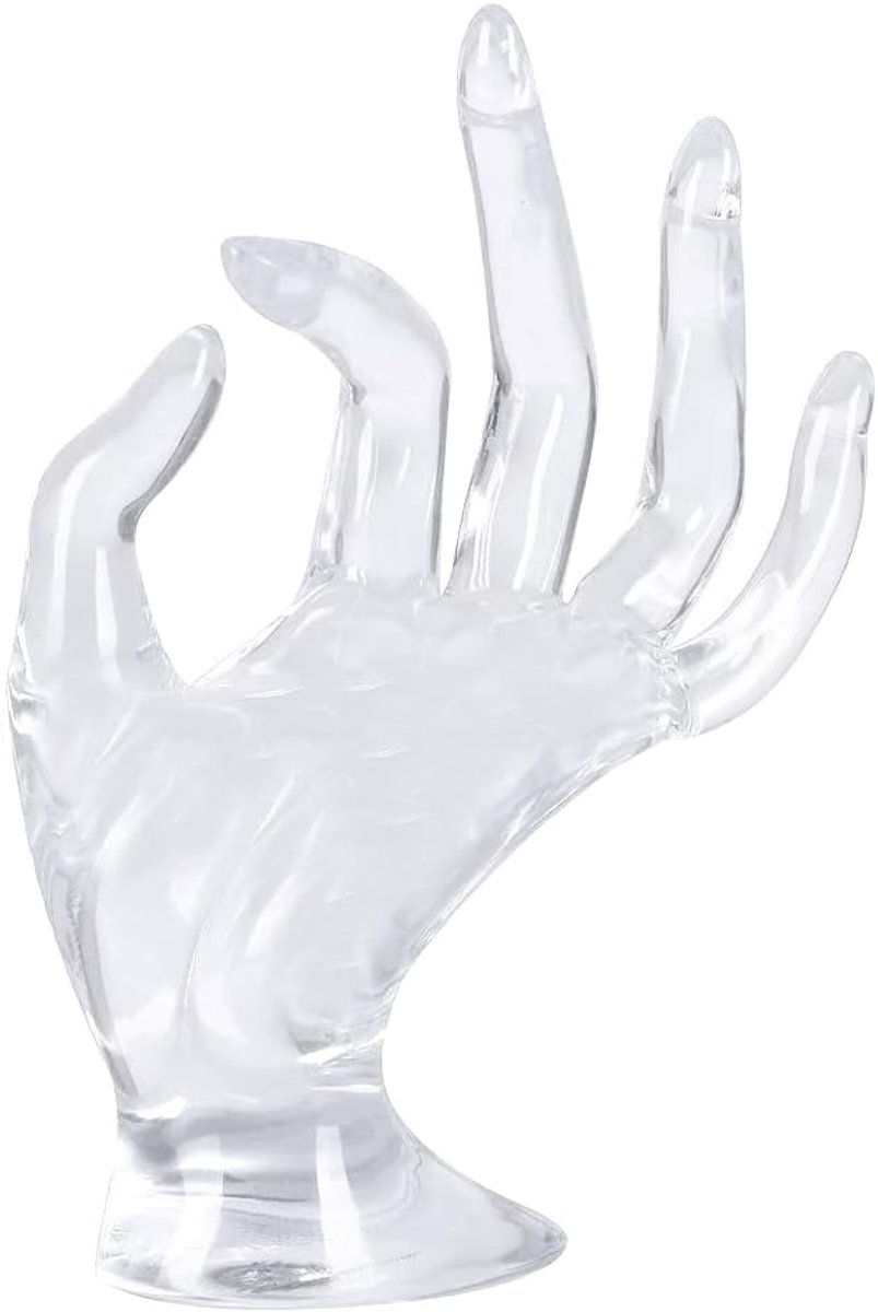 SnelShoppen - Zilveren Sieradenhouder Armbandenstandaard met Handvorm Mannequin voor Display, Organisatie en Opslag - Transparant