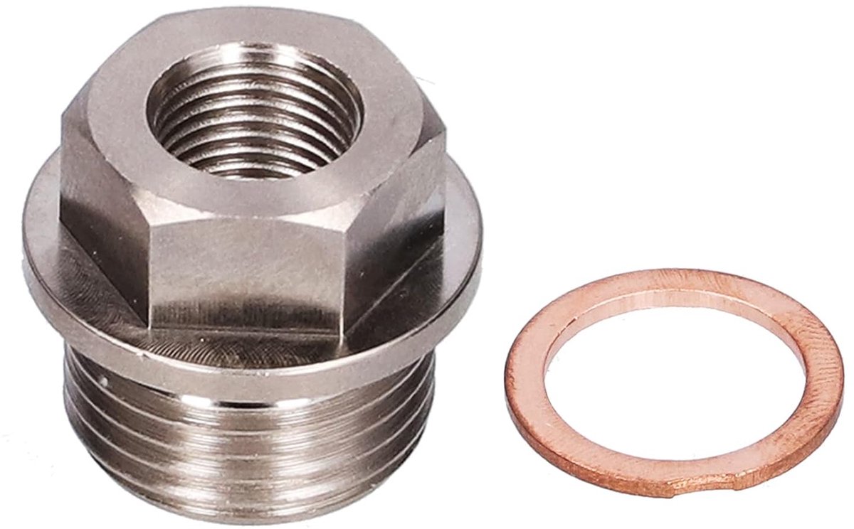 SnelShoppen - Sensoradapter M18x1.5 naar 1/8NPT voor Uitlaatgas Water Olie Temperatuur Sensor - IJzer Gegalvaniseerd Nikkel Zilver met Pakking