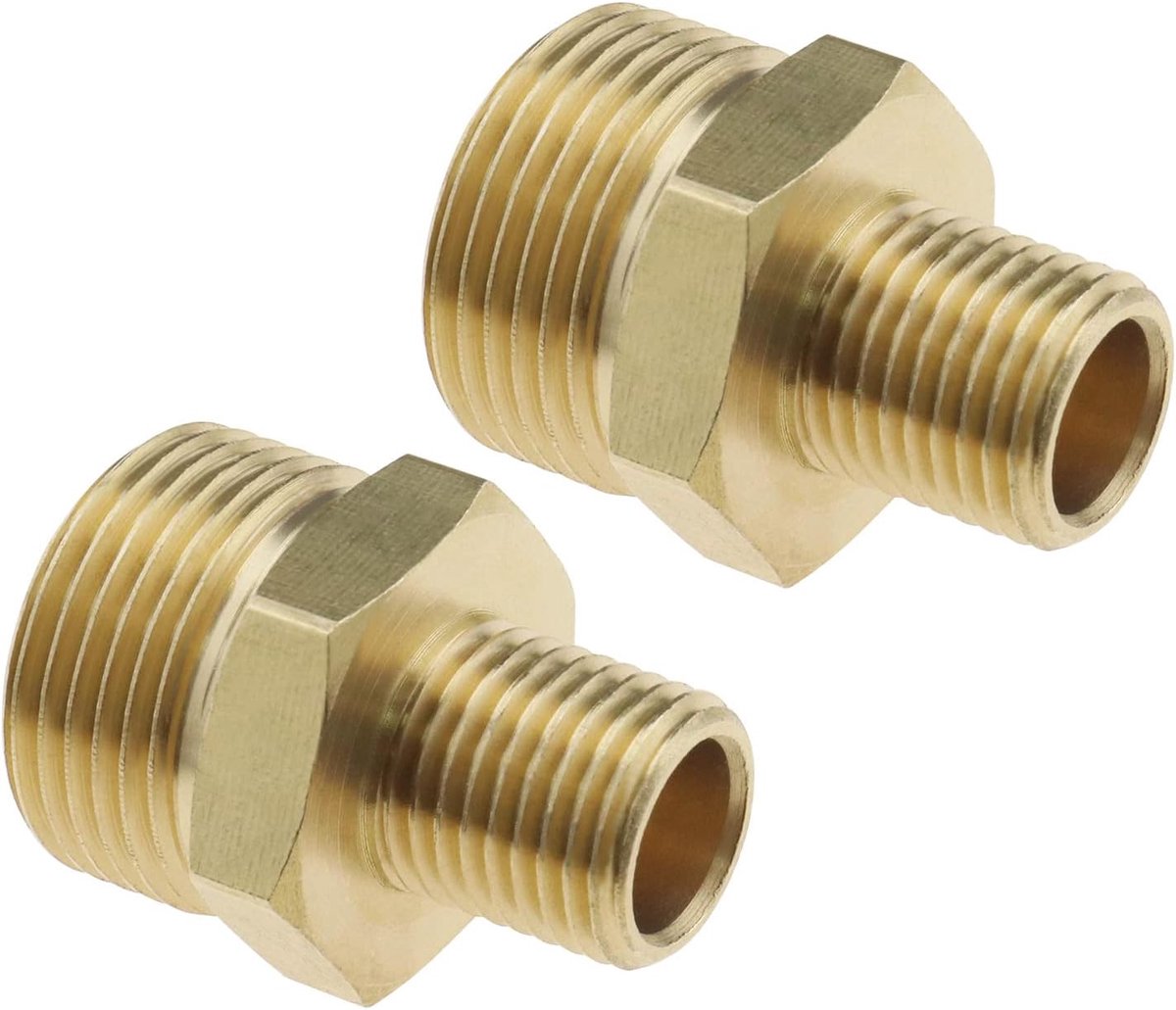 SnelShoppen - Hoge Druk Wateradapter M22 x 1.5 Mannetje naar G1/4 Inch Plug, Messing, Koppeling, Reducer, Slangconnector, Universele Aansluiting voor