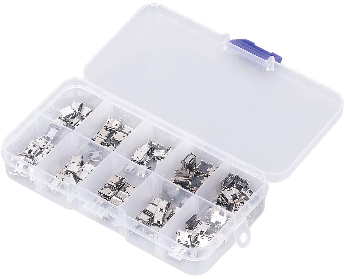 SnelShoppen - 100 Stuks USB Micro Port Vrouwelijke Soldeer Plug Mini USB Jack Connector USB Reparatie Vervangingsadapter Assortiment Set voor Digitale
