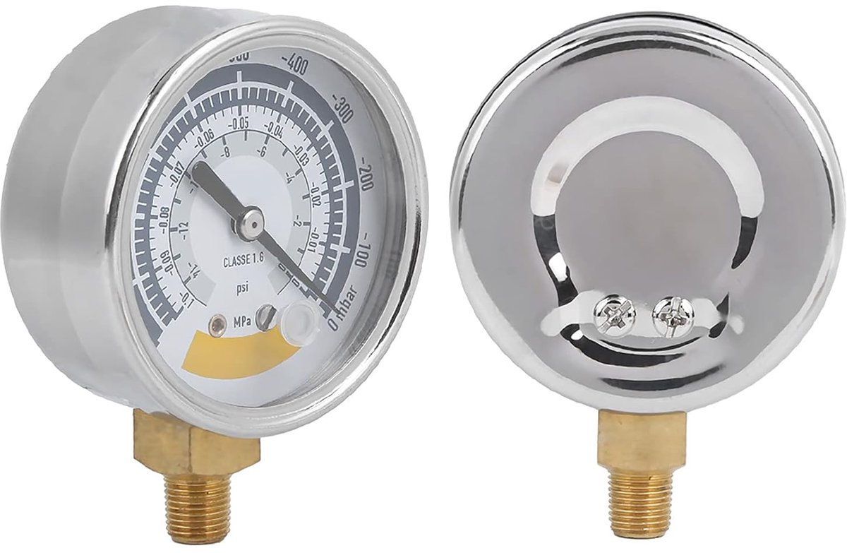 SnelShoppen - Vacuüm Drukmeter, Drukmeter, Nauwkeurige Luchtmeter voor Vacuümpomp, 0-14 psi NPT 1/8 Inch Aansluiting voor Huismeting en Waterniveau
