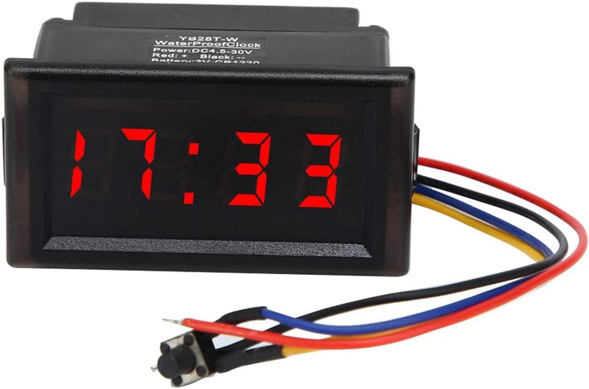 SnelShoppen - Digitale Auto Dashboard Klok Waterdicht Stofdicht LED Display voor Auto, DC4.5-30V (Rood)