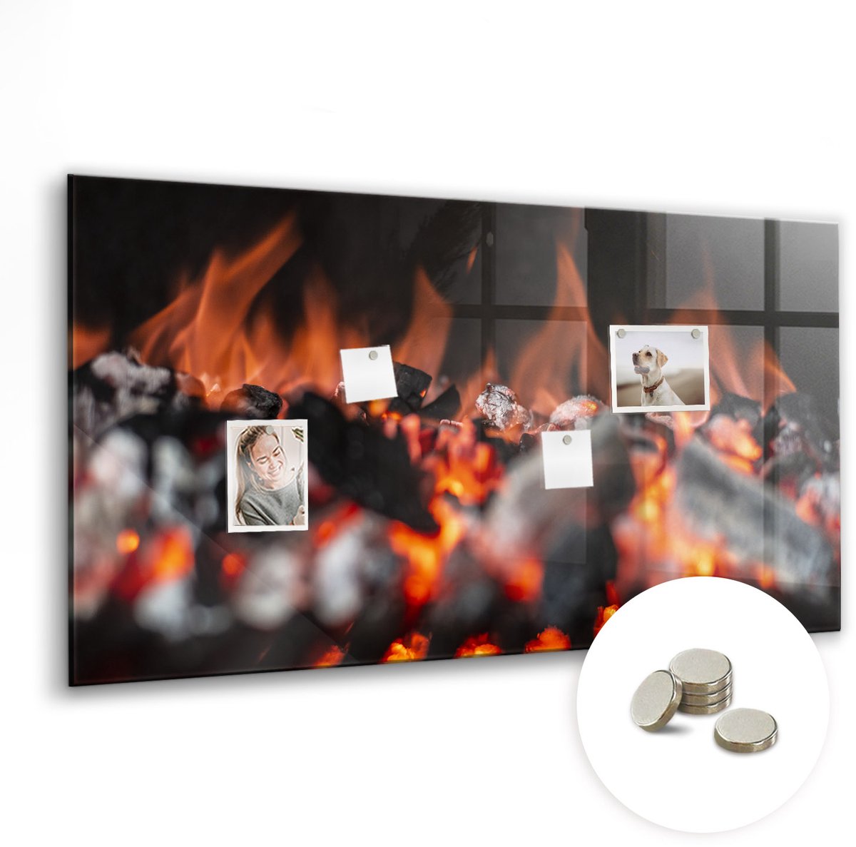 Coloray Glazen Magneetbord - Magnetisch Bord Wereldkaart op planken - 120x60 cm - Oranje Magneetbord - Magnetic Board - Magneetbord Design
