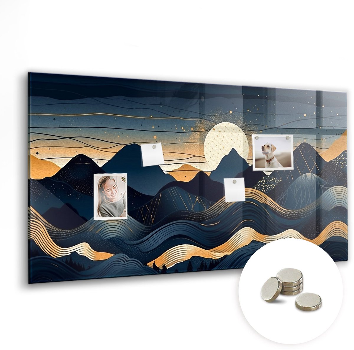 Coloray Glazen Magneetbord - Magnetisch Bord Aquarelkaart - 120x60 cm - Veelkleurig Magneetbord - Magnetic Board - Magneetbord Design