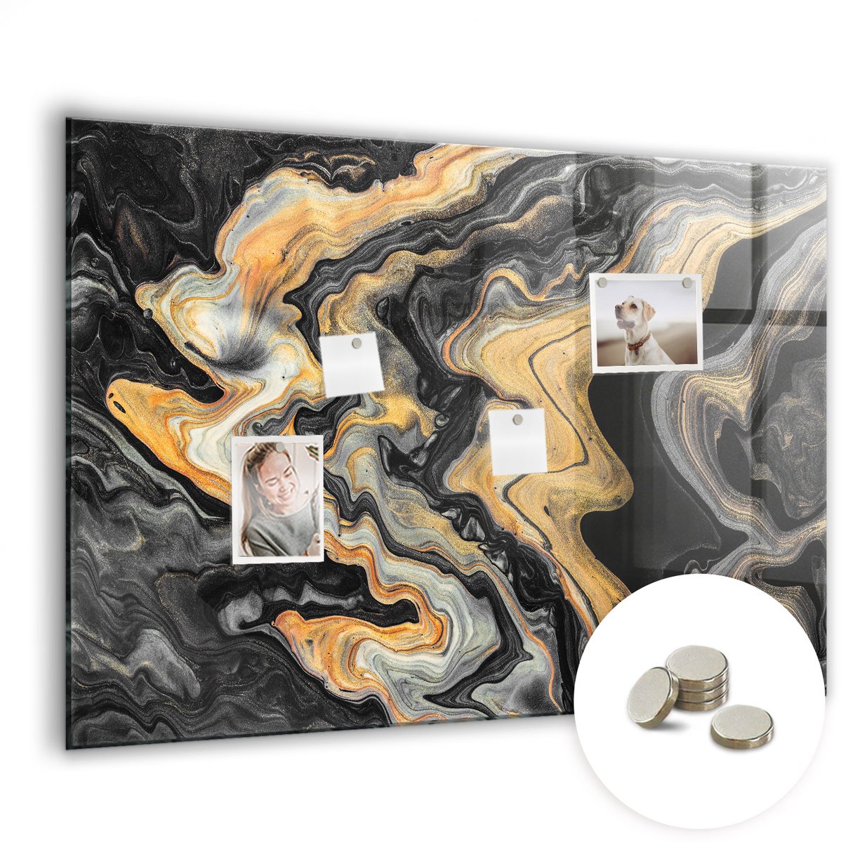 Coloray Glazen Magneetbord - Magnetisch Bord Grote melkwegstelsel - 100x70 cm - Gouden Magneetbord - Magnetic Board - Memobord