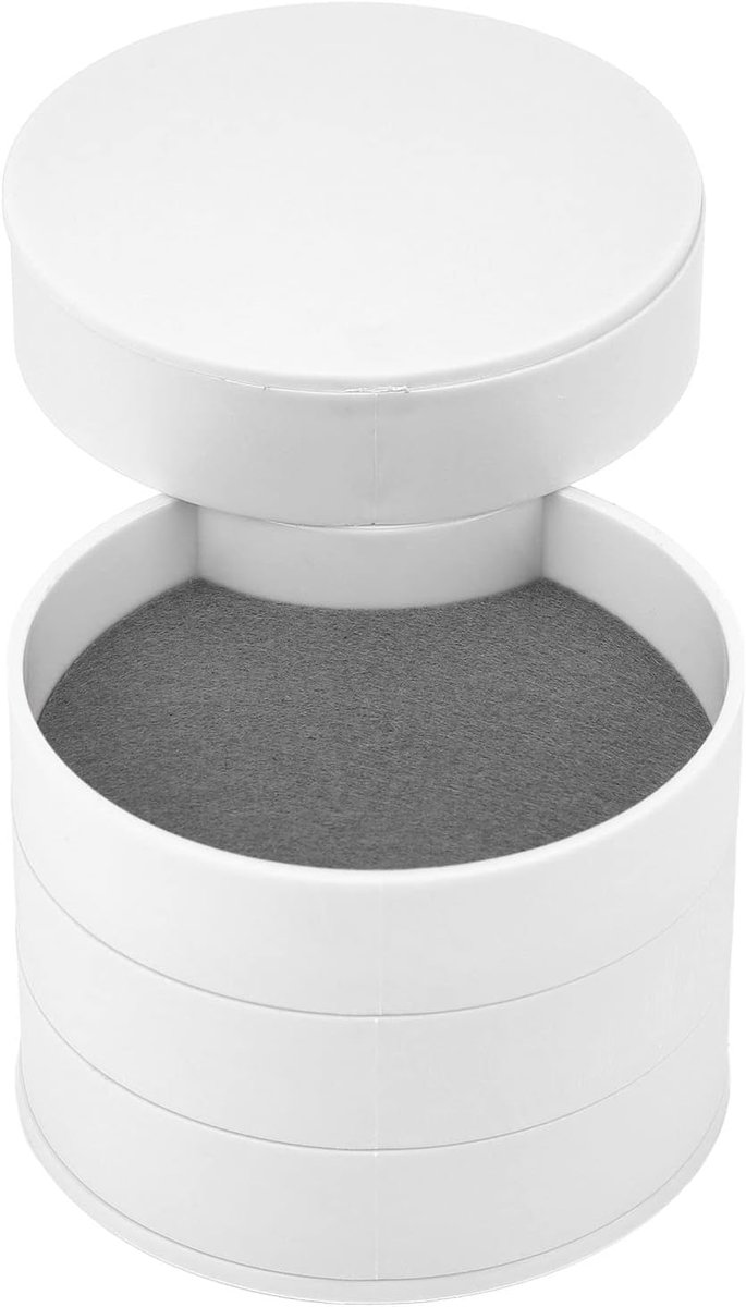 SnelShoppen - Rotary Sieraden Doos, Antislip Ronde Sieraden Opbergdoos met Deksel, Drie-dimensionaal, Vier Lagen, Wit, Voor Thuis en Kantoor