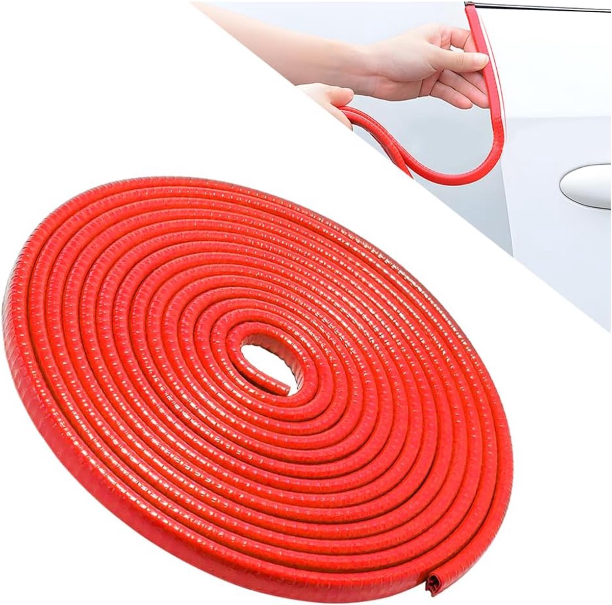 SnelShoppen - Universele Rubber Deurrandbeschermer, U-vormige Deurafdichting, Geschikt voor de Meeste Auto's, Hoogwaardige Rubber, Rood, 10m