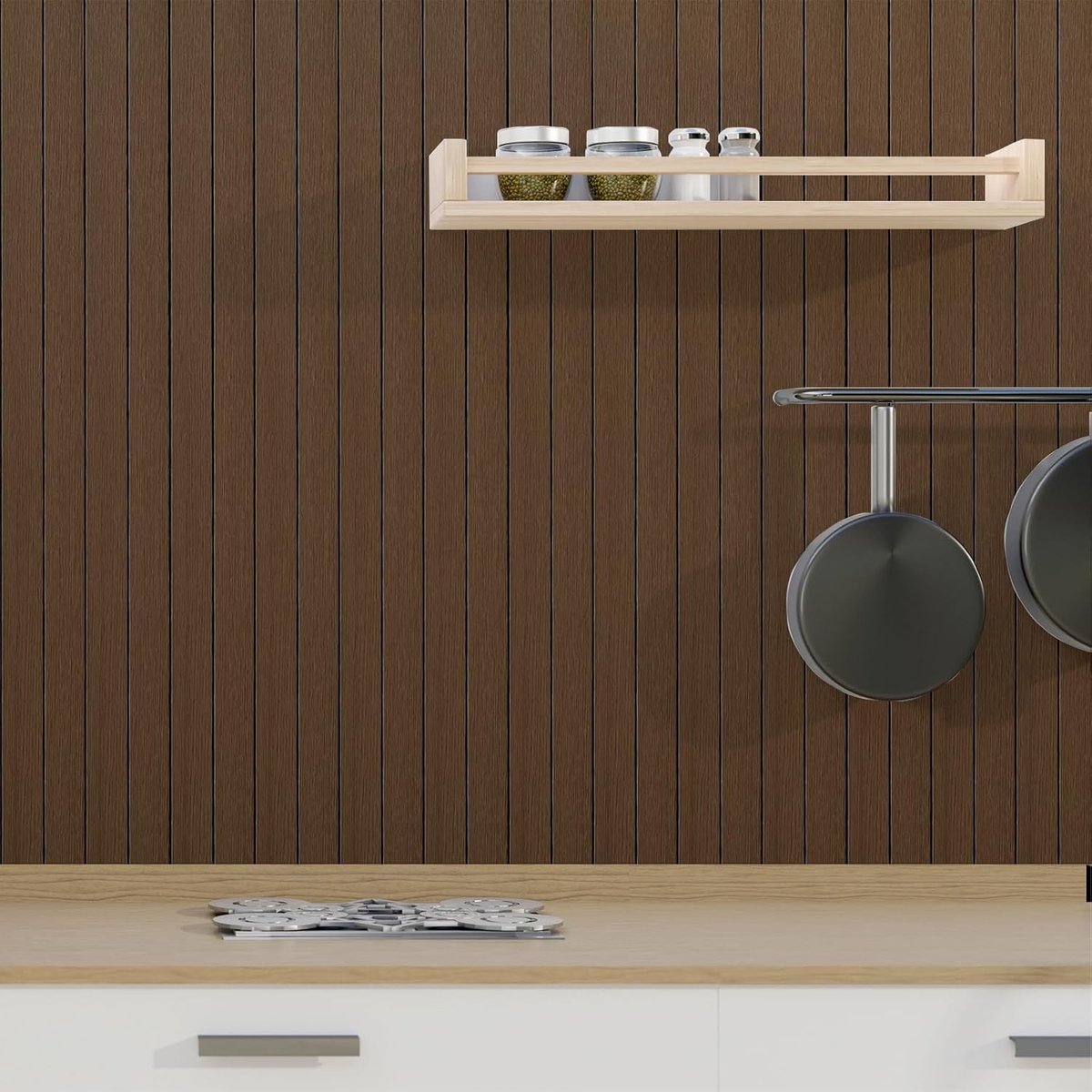 Zelfklevende Akoestische Wandpanelen van Hout 300 x 40 cm - 3D Slat Wanddecoratie en Geluidsisolatie voor een Stijlvolle Interieurafwerking