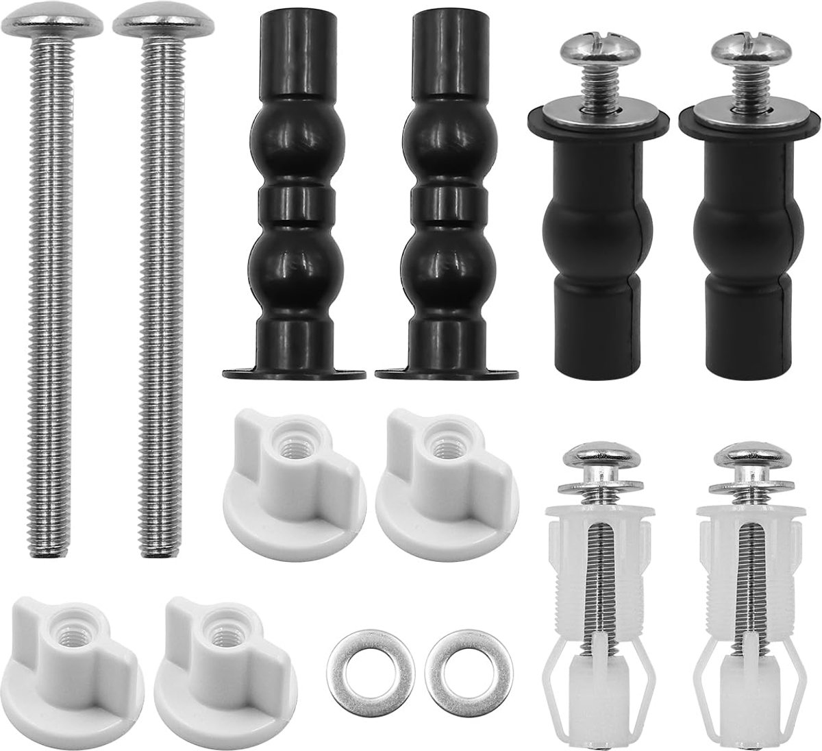 SnelShoppen - Universele Toiletzitting Bevestigingsset, RVS Schroeven, 14-18 mm, Duurzaam Plastic en Rubber, Eenvoudige Montage, Toiletonderdelen