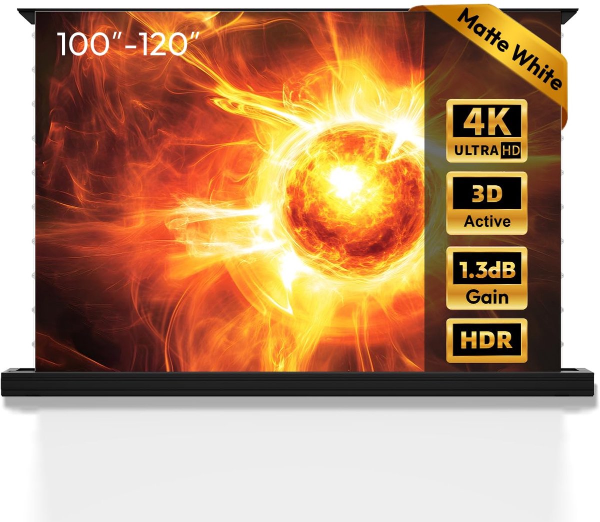 SnelShoppen - Gemotoriseerd Vloerscherm Elektrisch Projectiescherm 120 Inch Mat Wit 1,3 Gain voor UST & Standaard Projectoren, 4K/8K UHD Thuisbioscoop