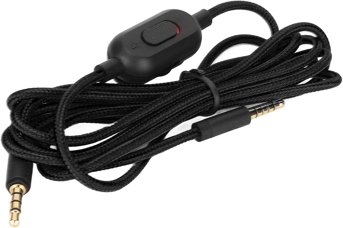 SnelShoppen - Vervangende Audio Aux Kabel voor Gaming Headset, 2 Meter met Inline Mute, Volume Controle, Zwart, Geschikt voor G Pro, G Pro X, G433, G2