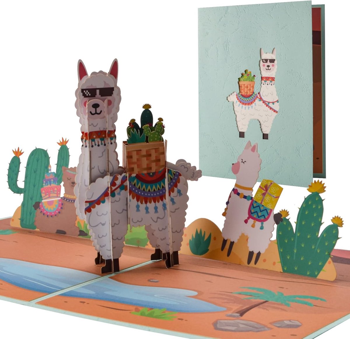 Pop-up kaart verjaardag - schattige alpaca - 3D verrassingseffect - uniek gebaar - ShopVlot