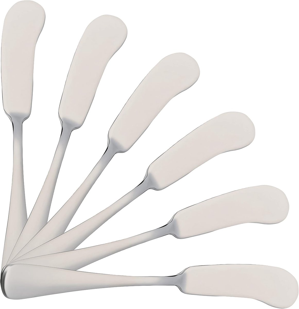SnelShoppen - 6 OestButter Messen 16.5 x 2 cm Hoogglans RVS 18/0 Vaatwasserbestendig Elegante Set voor Feesten en Thuisgebruik
