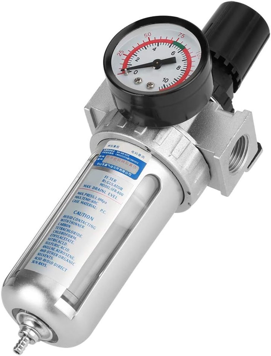 SnelShoppen - 1/2" Luchtcompressor Vochtfilter Regelaar met Montageaansluiting - Aluminium, Compact, Duurzaam, Voor Professioneel en Thuisgebruik