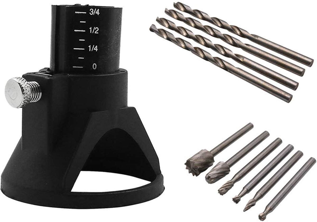Boormachine Frees Carving Rotatie Locator Set - Multifunctionele Snijgids met 6 Stuks 1/8"(3mm) HSS Frezen - ShopVlot