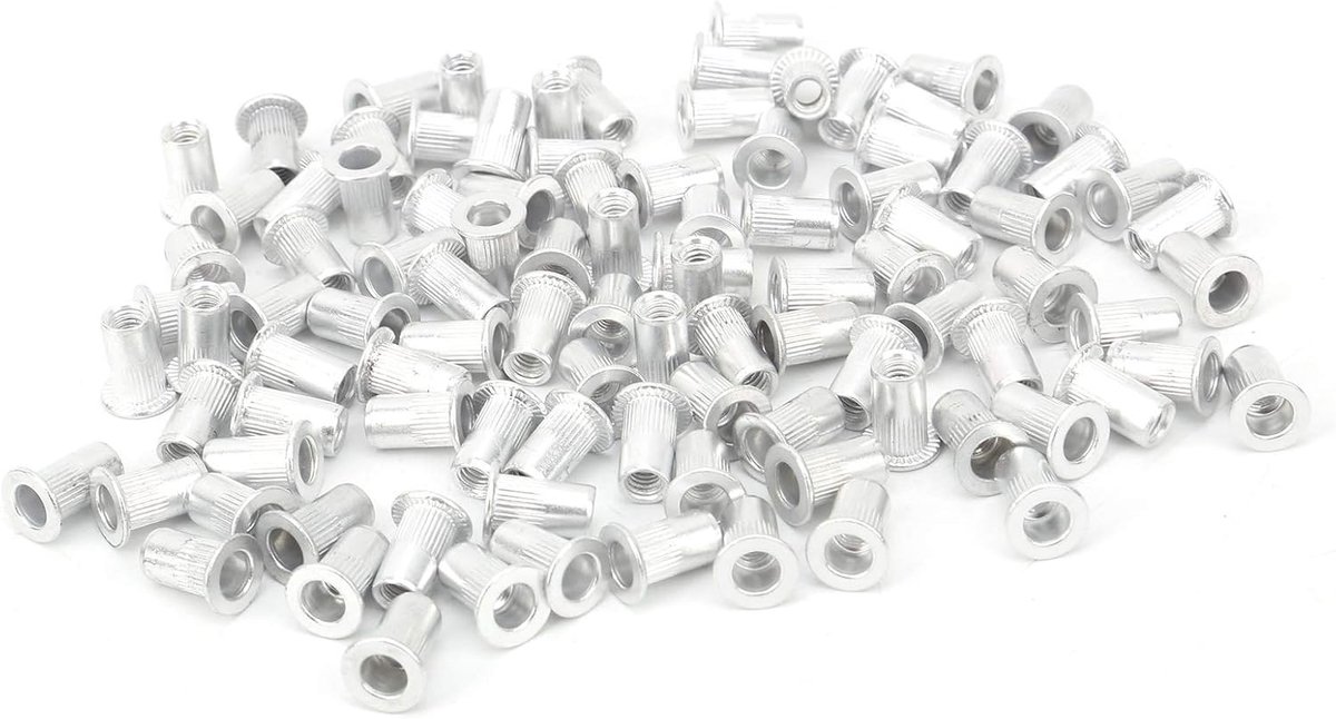 SnelShoppen - 100 stuks Aluminium Popnagelmoeren M3/M4, Platte Hoofd en Verticale Rivetmoeren, Ideaal voor Metaalbewerking en Assemblage in Auto's, Lu