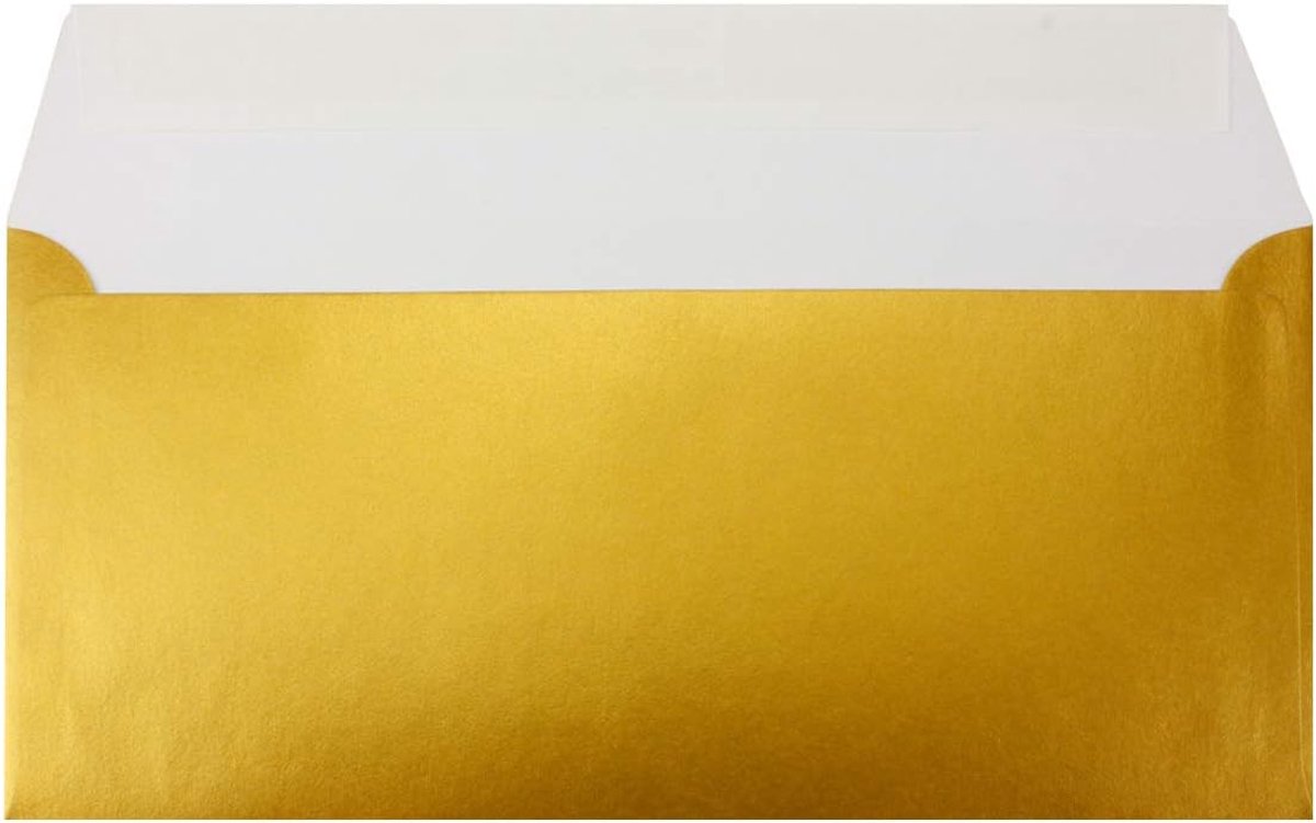 SnelShoppen - 50 DIN Lange Enveloppen Goud - 11 x 22 cm - 90 g/m² Zelfklevende Standaard Enveloppen voor Doop & Uitnodigingen