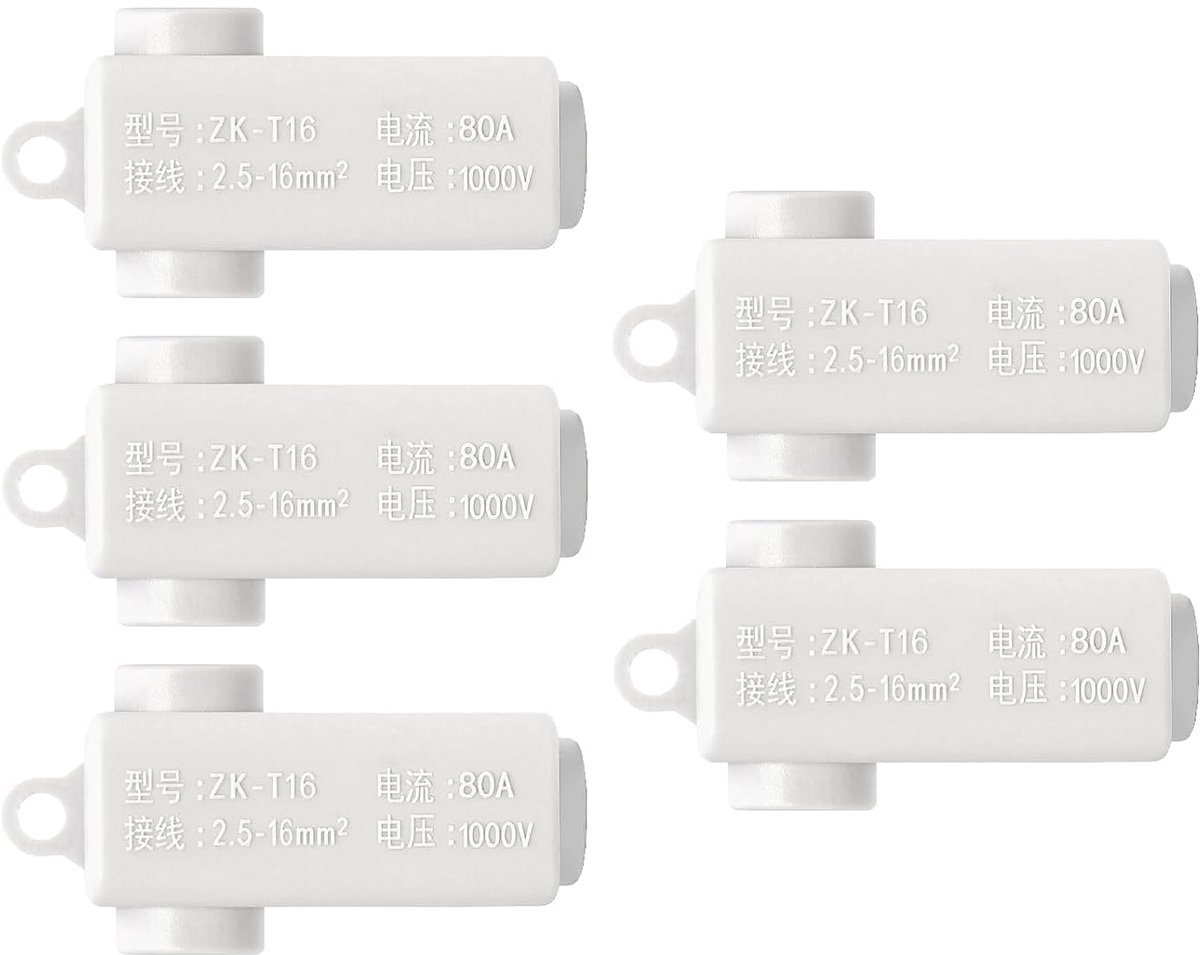Draadverbinder T-Type Splitter Schroefklemblok Set 5pcs - 1000V 80A - Hoogwaardige ABS - Eenvoudig aansluiten - ShopVlot