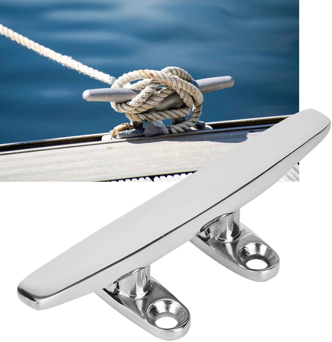 SnelShoppen - RVS Boot Cleats en Blokken 5 Inch, Spiegelschoon Afwerking, Marine Rope Basis, Perfect voor Boot, Yacht, Tuin, Strand en Zwembad