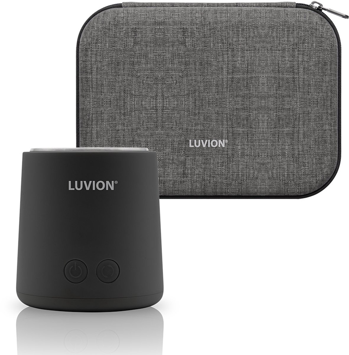 LUVION® Draagbare Flessenwarmer Ultra Pro + Protection Case - Zwart - Met roerfunctie voor gelijkmatig opwarmen van borstvoeding en mixen van kunstvoeding - Geschikt voor nagenoeg alle merken babyflesjes - Onderweg draadloos je baby fles verwarmen