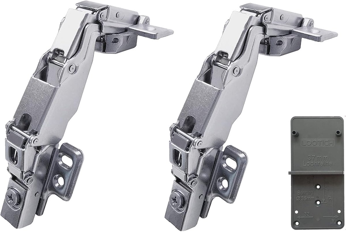 SnelShoppen - 165° Soft Close Scharnieren 35mm met Hydraulische Demper voor Keuken- en Kasten Deuren - 2 Stuks - Volledige Overlay - Geluidsarm en Aut