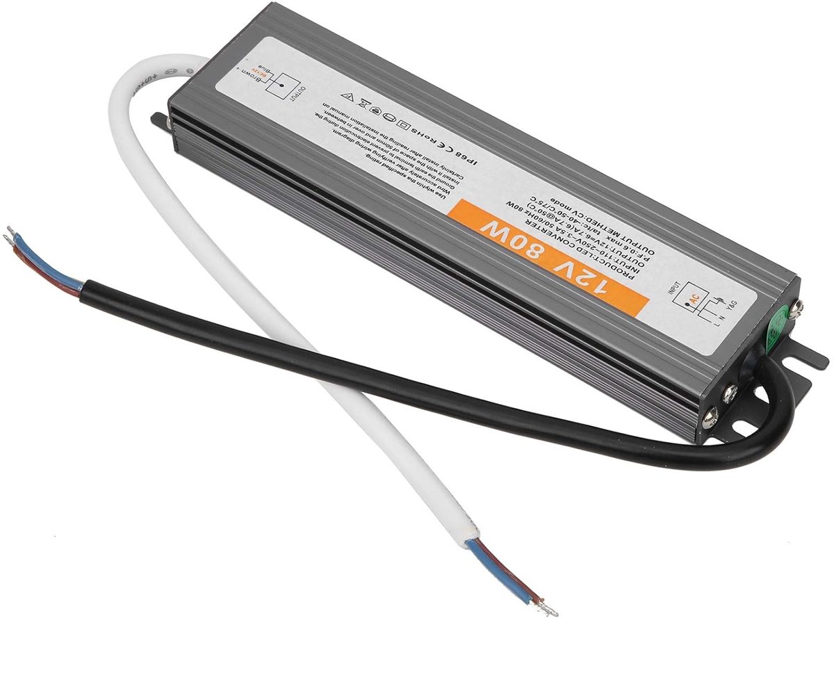 SnelShoppen - 80W LED Driver Ultra-dun Laag DC Ripple Voedingsadapter Transformator voor LED Verlichting Buiten LED Indicator LED Display (DC12V)