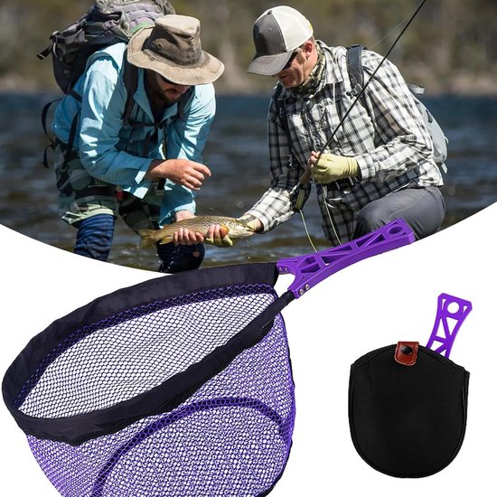 Schepnet Visnet - Vangnet Vliegvisnet - Vissen Vangen - Opvouwbaar Anti-klit - 50 cm - Paars — afbeelding 5