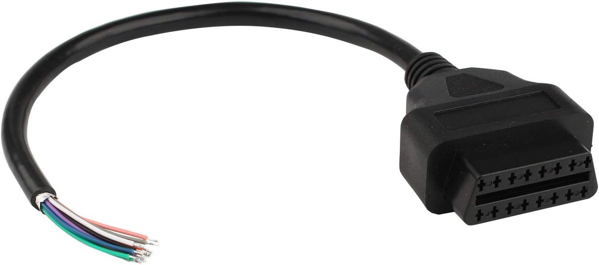 SnelShoppen - OBD-II 16 Pin naar Open Plug Draad Kabel OBD2 Vrouwelijke 16 Pin Connector Ronde Verlengkabel Diagnostische Kabel 30cm