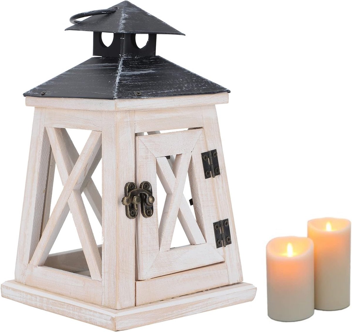 Wooden Lantern Ornament, Vintage Wooden Chandelier Candle Holder Retro Decorative Lantern Candle Holder Indoor and - ShopVlot