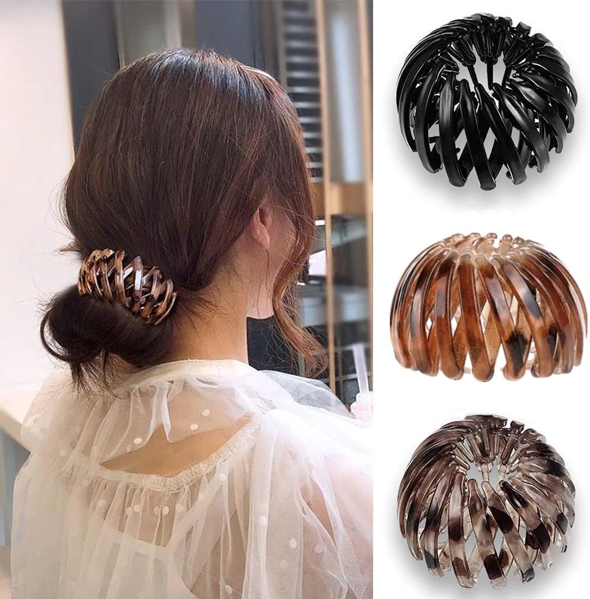 SnelShoppen - 3 Stuks Haarclips voor Vrouwen, Vintage Vogelnest Haarclips, Grote Haaraccessoires, Haarstyling Tools voor Vrouwen en Meisjes, Duurzaam