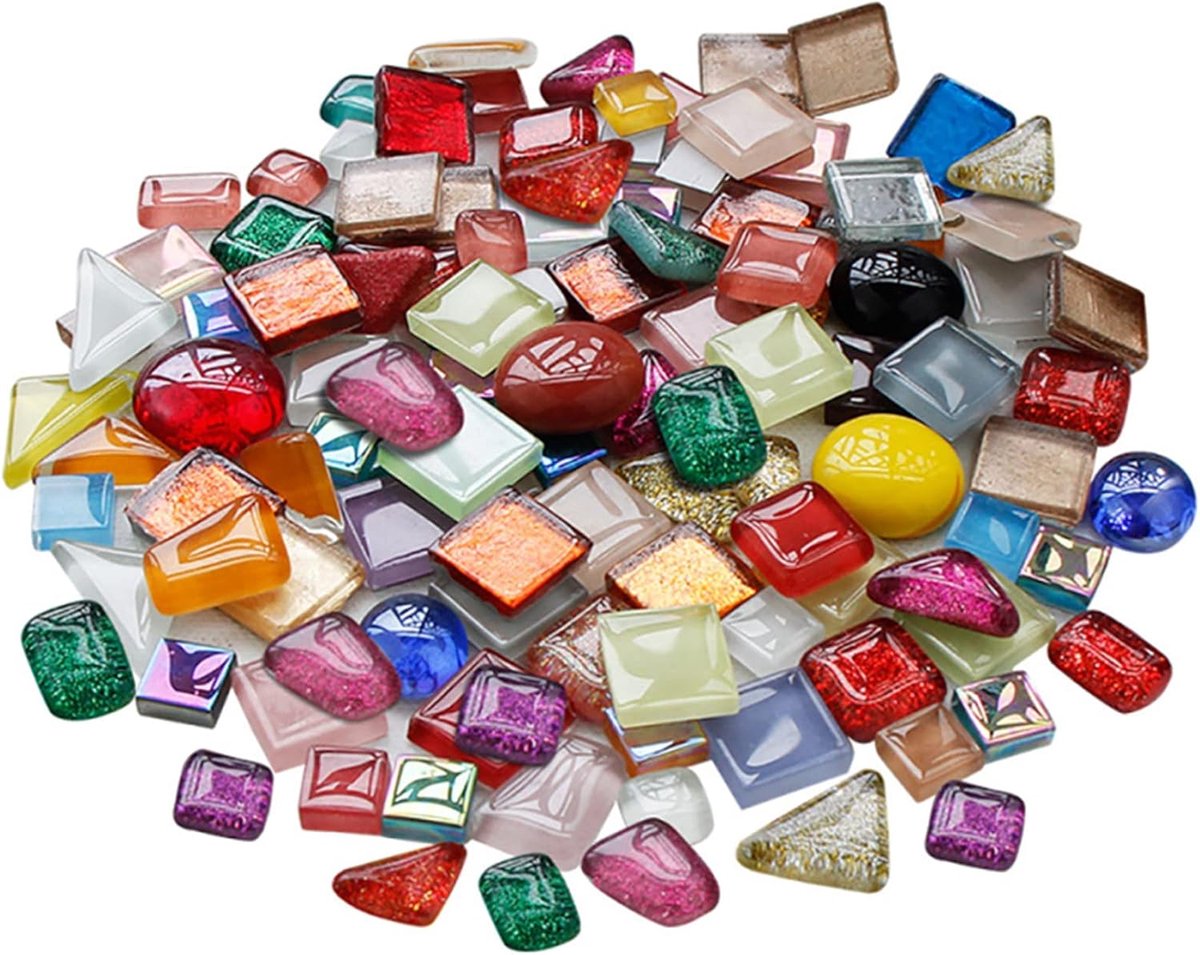SnelShoppen - 200g Gemengde Kleur Glazen Mozaïektegels, Kleine Transparante Mozaïektegels voor Creatieve Badkamer Keuken Huisdecoratie, DIY Kunstproje