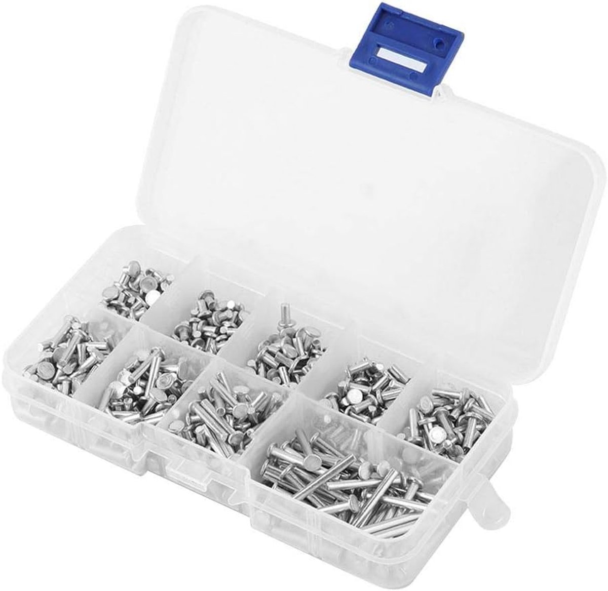 SnelShoppen - Solid Flat Head Aluminium Rivets Set van 450 Stuks, M2.5, Lengte 3mm-20mm, Hoogwaardige Popnagels voor Bouw en Reparatie