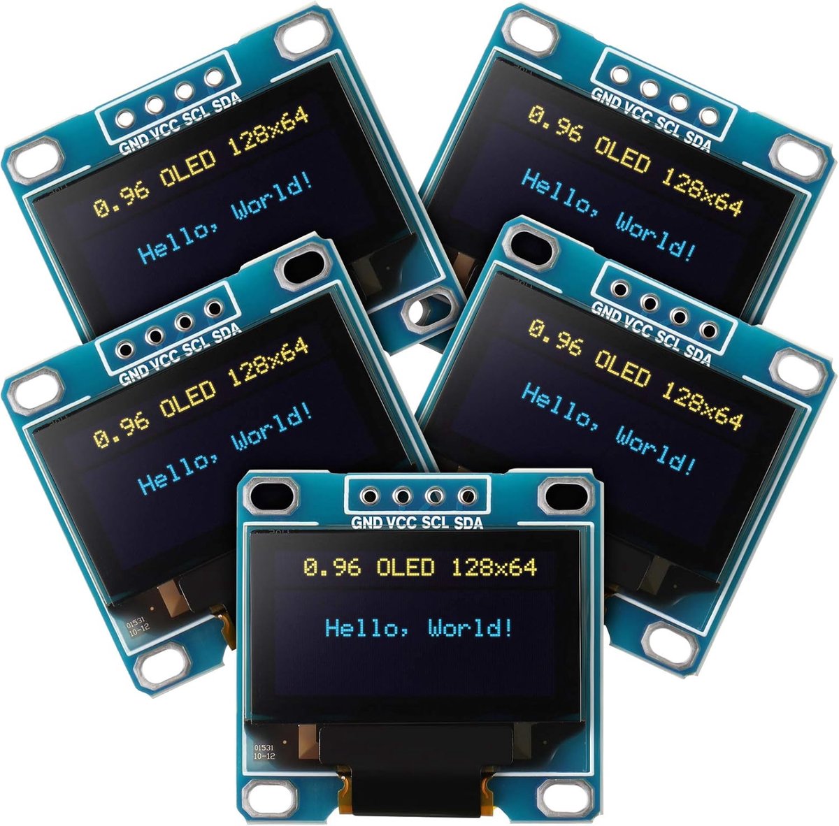 Frienda 5Pcs 0.96 Inch OLED Module 12864 128x64 Driver IIC I2C Serial Self-luminous Display Board Compatible with - ShopVlot