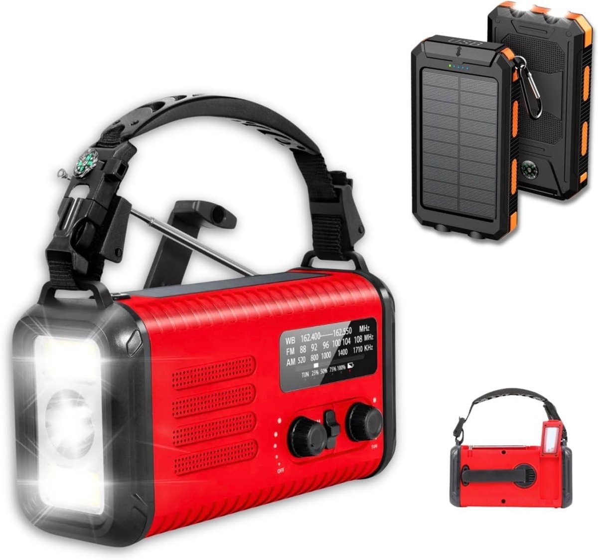 Noodradio 20.000mAh - Solar opwindbaar - FM/AM - Altijd stroom tijdens noodsituaties - SnelShoppen