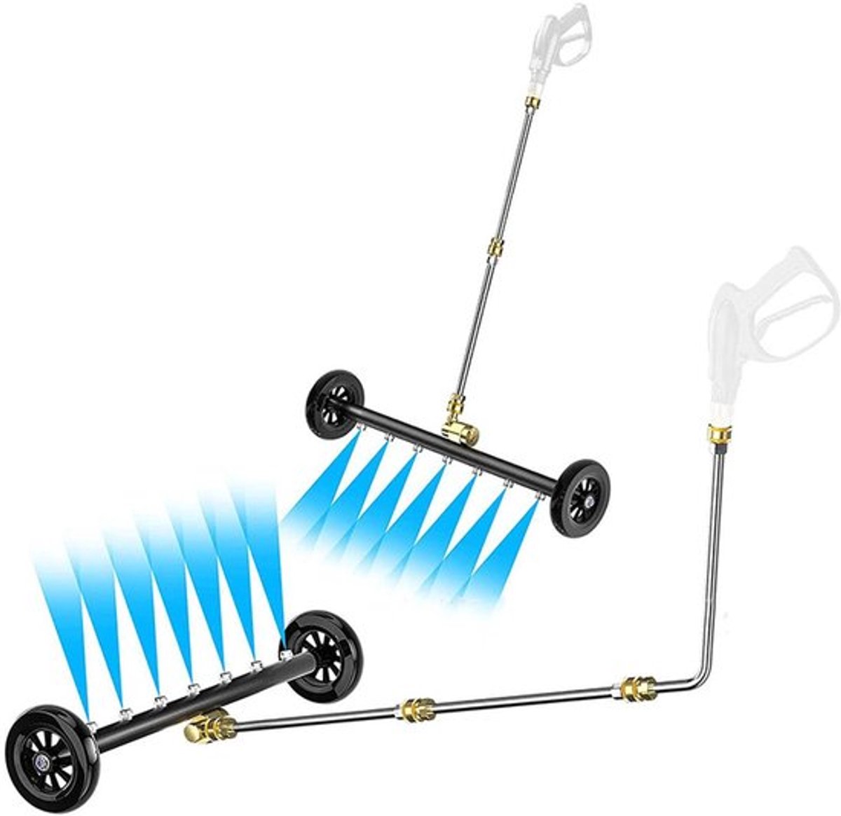 Drukkingsreiniger 4000 psi - Onderbody Cleaner - 2 in 1 Waterreiniger - Aluminiumlegering - Messing - Verlengingsstaven 3 stuks - Onderauto Cleaner