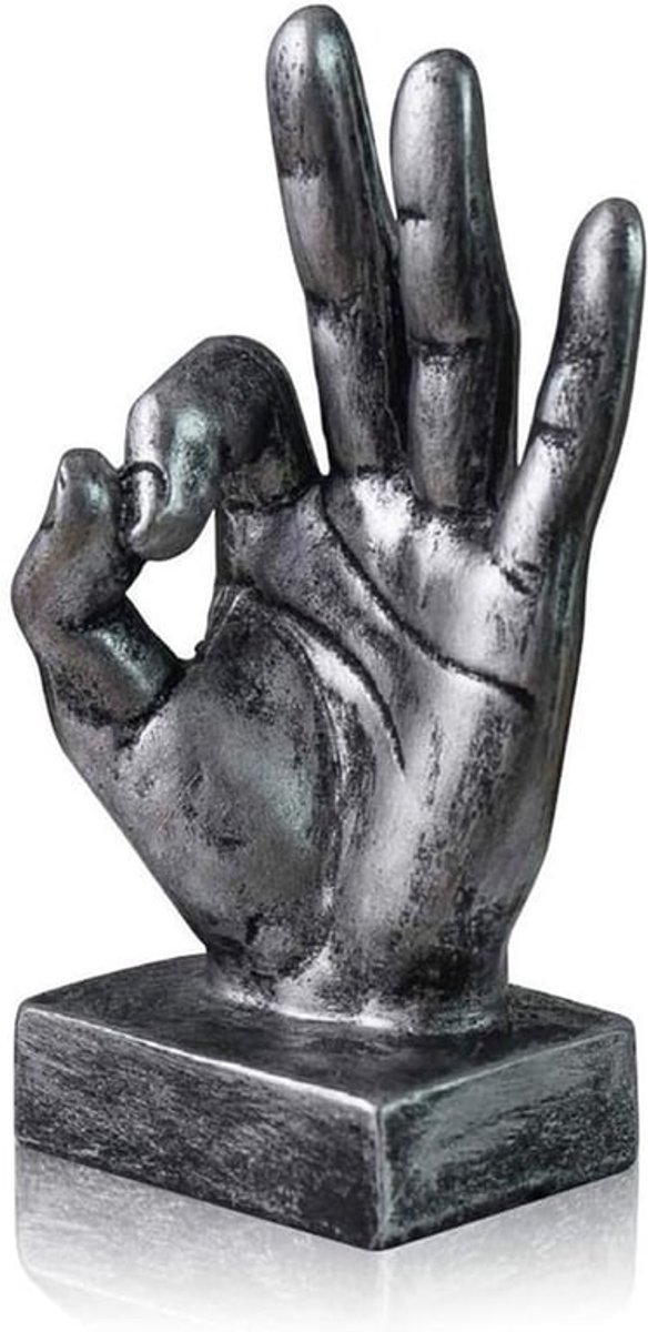 Decoratieve Hand Sculptuur van Hars - Vinger Beeldje voor Thuis en Kantoor - Modern, Uniek, Kunstzinnig