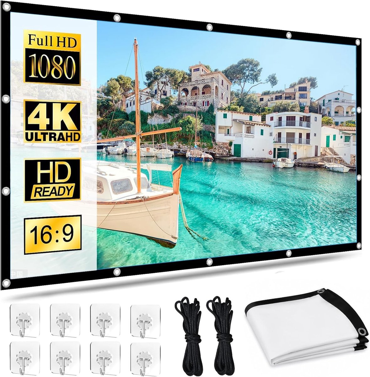 Schermprojector 120 inch, hoge resolutie verdikt opvouwbaar projectiescherm 16:9 HD projectiescherm voor - ShopVlot
