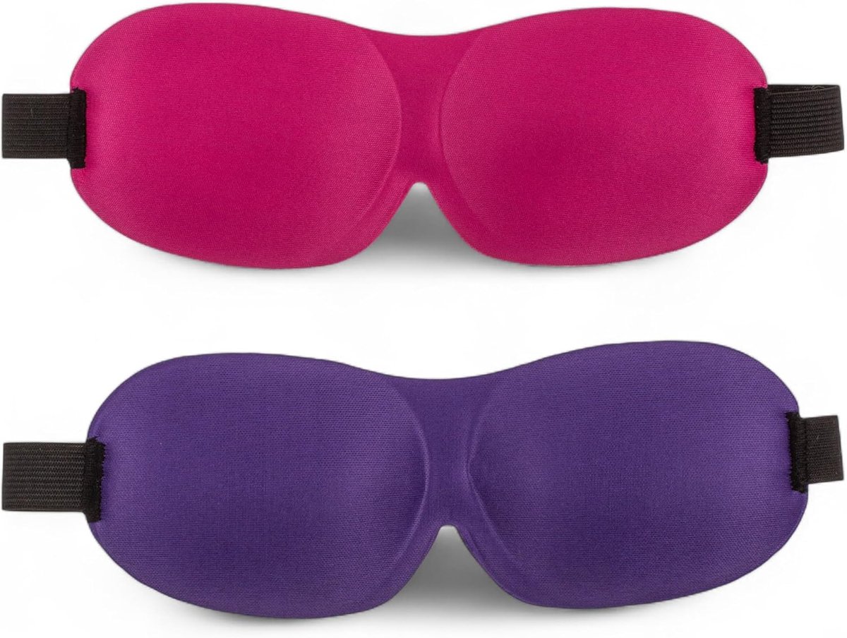 SnelShoppen - Slaapmasker Set van 2, 3D Oogmasker voor Dames en Heren, Lichtdicht en Zacht, Verstelbare Band, Ideaal voor Reizen en Slaap, Kleur Dream