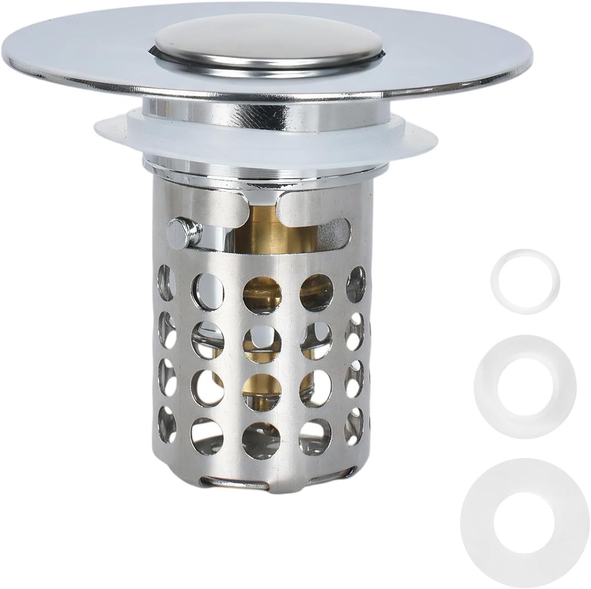 Afvoerstopper RVS 26-40 mm - Pop-up afvoerplug - Duurzaam messing - Geschikt voor keuken en badkamer - ShopVlot