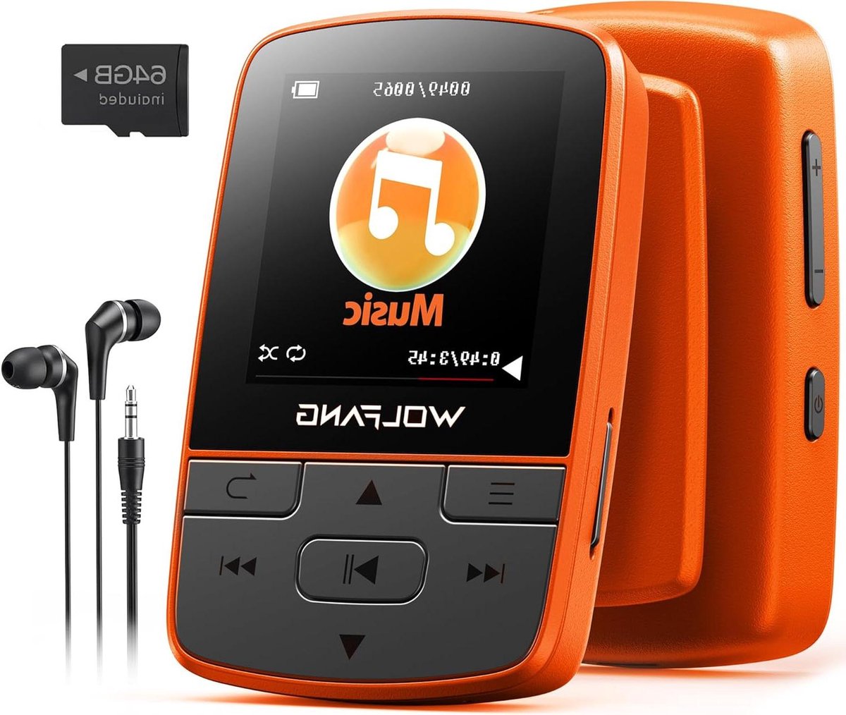 Draagbare Muziekspeler - MP3 Speler - Sport en Ontspanning - Bluetooth 5.2 Connectiviteit - 64 GB Geheugen - Oranje